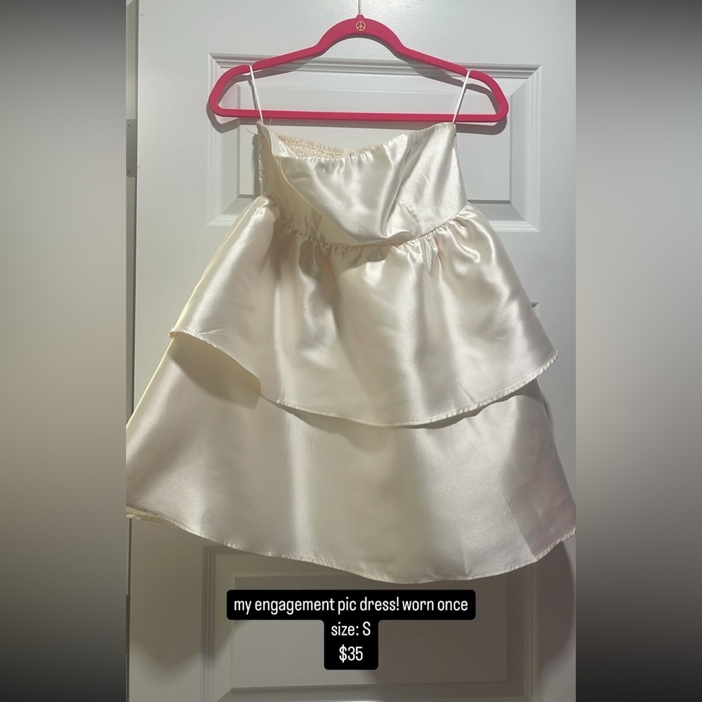 Ivory Tiered Strapeless Mini Dress